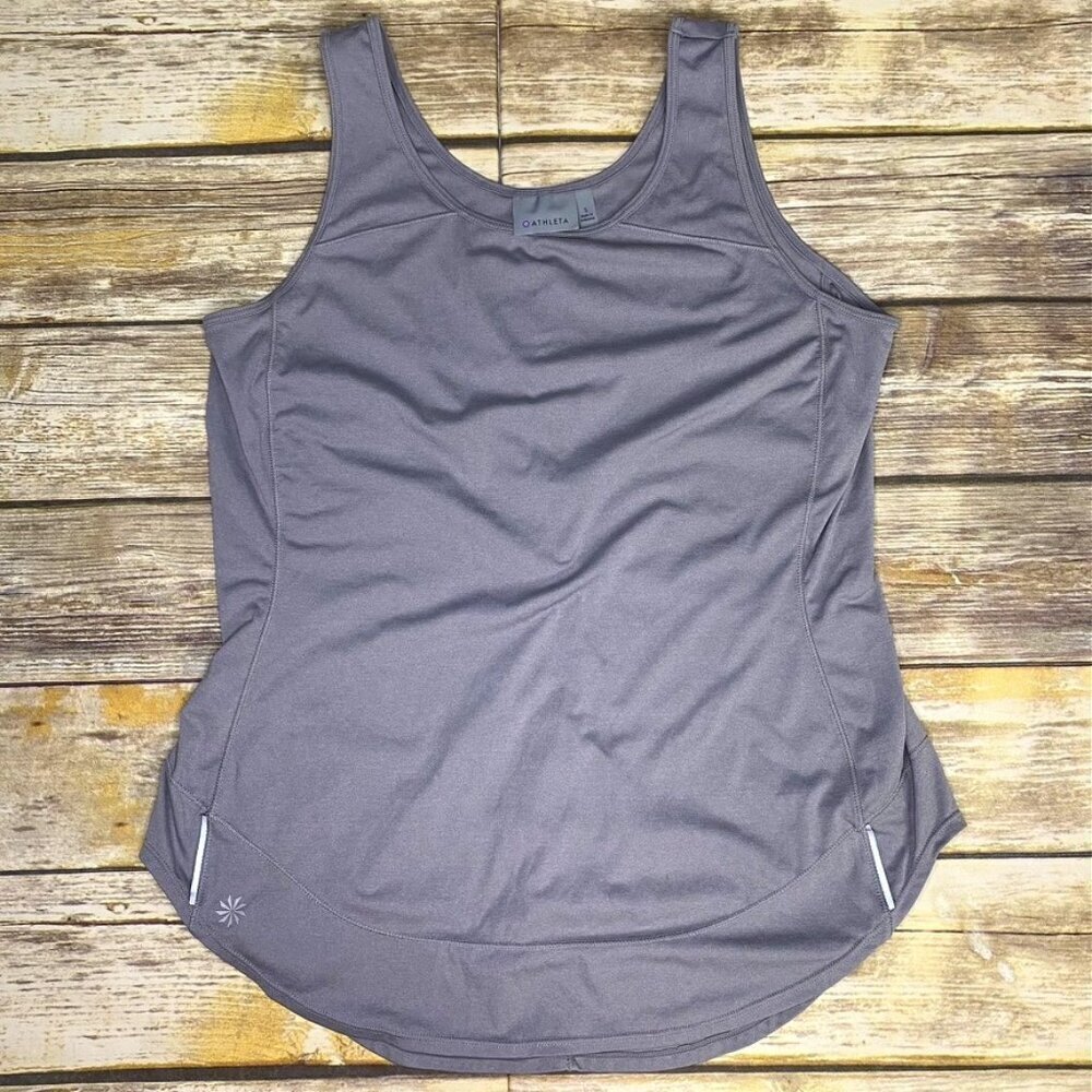 Athleta Brand Womens Grey‎ Round Neck Scoop Hem Athletic Tank size S